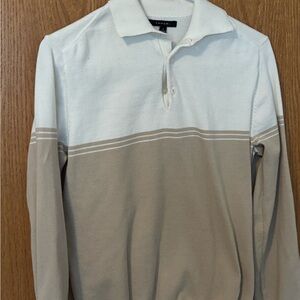 Tahari Cream Long Sleeve Polo Shirt